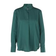 Blouse met gerimpelde opstaande kraag Marc Cain , Green , Dames