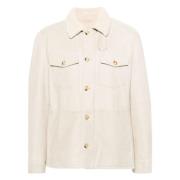 Italiaans Leren Jas met Knoopsluiting Brunello Cucinelli , Beige , Her...