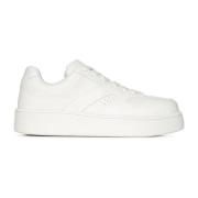 Witte Leren Sneakers met Logo Ingedrukt Jil Sander , White , Heren