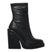 Zwarte Leren Laars met Zijrits Steve Madden , Black , Dames