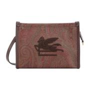 Geborduurde Logo Canvas Pouch met Paisley Etro , Brown , Dames