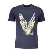 Logo Print Tee Blauw Katoen Cavalli Class , Blue , Heren