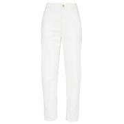 High-rise tapered jeans met Monili-ketting Brunello Cucinelli , White ...