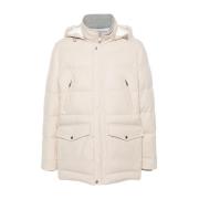 Beige Wollen Jas met Afneembare Capuchon Brunello Cucinelli , Beige , ...