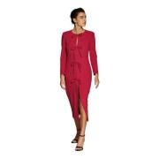 Rode Crepe Midi Jurk met Strik Detail Moskada , Red , Dames