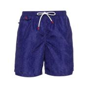 Micro-Dot Zwemshorts met Geborduurd Logo Kiton , Blue , Heren