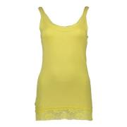 Gele Kant Tanktop met Logo Silvian Heach , Yellow , Dames