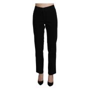 Zwarte hoge taille rechte broek Bencivenga , Black , Dames