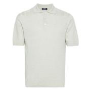 Geribbeld Linnen Katoen Polo Shirt Barba , Green , Heren