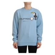 Lichtblauwe Sweater met Logo-Verfraaiing Philippe Model , Blue , Dames