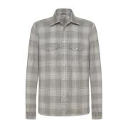 Kasjmier Geruite Overshirt Kiton , Gray , Heren