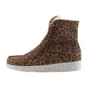 Luipaardprint Suède Laars met Lamsvacht Voering Nature Footwear , Brow...