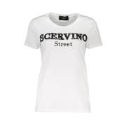 Chique witte T-shirt met contrastborduurwerk Ermanno Scervino , White ...