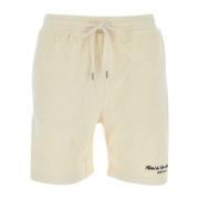 Luxe Cream Terry Cursive Shorts Sporty & Rich , Yellow , Dames