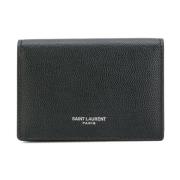 Zwarte Grain de Poudre Leren Kaarthouder Saint Laurent , Black , Heren