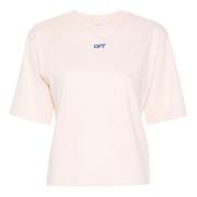 Pinkflower Arrow Boxy Tee Off White , Pink , Dames