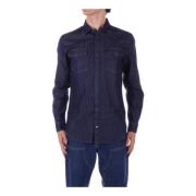 Denim Clip Front Zakken Shirt Dondup , Blue , Heren