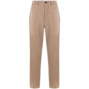 Donker Beige Stretch Katoenen Broek Incotex , Brown , Heren