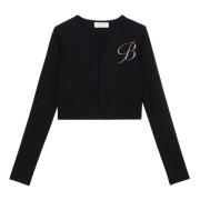 Koreaanse Logo Shirt Zwart Zilver Roze Blumarine , Black , Dames