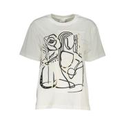 Korte Mouw Bedrukt T-shirt Desigual , White , Dames