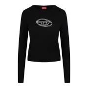 Logo-geborduurde crew neck trui Diesel , Black , Dames