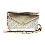 Pale Gold Flap Clutch Crossbody Tas Michael Kors , Yellow , Dames