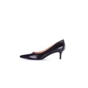 Zwarte leren pumps met hak Ralph Lauren , Black , Dames