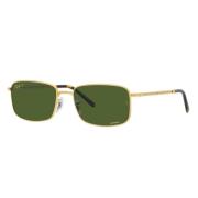 Rechthoekige Gouden Metalen Zonnebril Groen Gepolariseerd Ray-Ban , Ye...