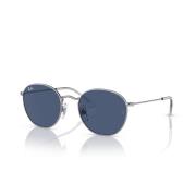 Ronde Metalen Zonnebril Blauwe Lens Ray-Ban , Gray , Unisex