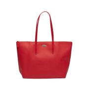 Effen kleur tas met logo Lacoste , Red , Dames