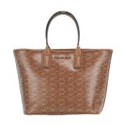 Kleine Jacquard Logo Tote Tas Michael Kors , Brown , Dames