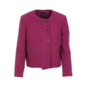 Fuchsia Katoenen Blazer Dubbel-Breasted Jas Pinko , Purple , Dames