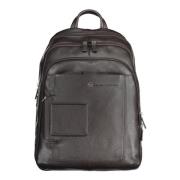 Elegante Leren Laptop Rugzak Piquadro , Brown , Heren