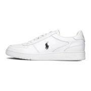 Witte Leren Lage Sneakers Ralph Lauren , White , Heren