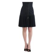 Zwarte Kant A-Lijn Geplooide Rok Roberto Cavalli , Black , Dames