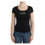 Zwart Top met Luipaarddetails Roberto Cavalli , Black , Dames