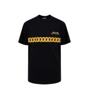 Logo Chain T-Shirt Zwart Heren Versace Jeans Couture , Black , Heren