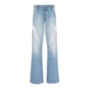 Losse Blauwe Denim Broek Balmain , Blue , Heren