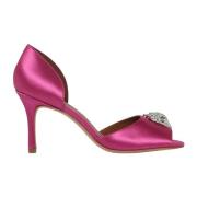 Fuchsia Leren Sandaal met Juweel Detail Kurt Geiger , Pink , Dames