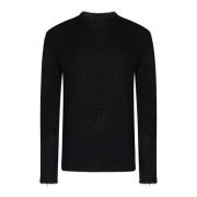 Zwarte Gebreide Crewneck Sweater Aw24 Jil Sander , Black , Heren