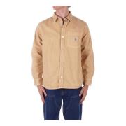 Beige Logo Front Button Shirt Carhartt Wip , Beige , Heren