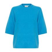 Blauwe Pullover Gebreide Trui Kaffe , Blue , Dames