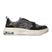 Vintage Suède Leren Sneaker Zwart Grijs Premiata , Black , Heren