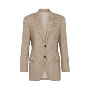 Monili Ketting Detail Blazer Brunello Cucinelli , Brown , Dames