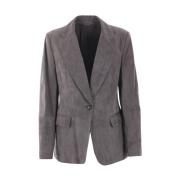 Grijze Suède Enkellange Jas Brunello Cucinelli , Gray , Dames