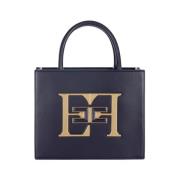 Blauwe Kleine Handtas met Logo Elisabetta Franchi , Blue , Dames