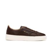 Bruine Leren Sneakers voor Mannen Santoni , Brown , Heren