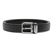 Zwarte Leren Riem met Gesp Dolce & Gabbana , Black , Heren