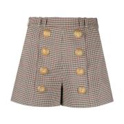 Stijlvolle Houndstooth Shorts Beige Balmain , Beige , Dames