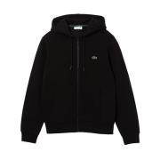 Zwarte Full Zip Logo Sweatshirt Lacoste , Black , Heren